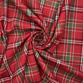 Tissu Crafty Cottons 100 % coton brossé rouge à motif tartan, 140 cm de large, pour travaux manuels, couture, confection de vêtements et décoration d'intérieur.